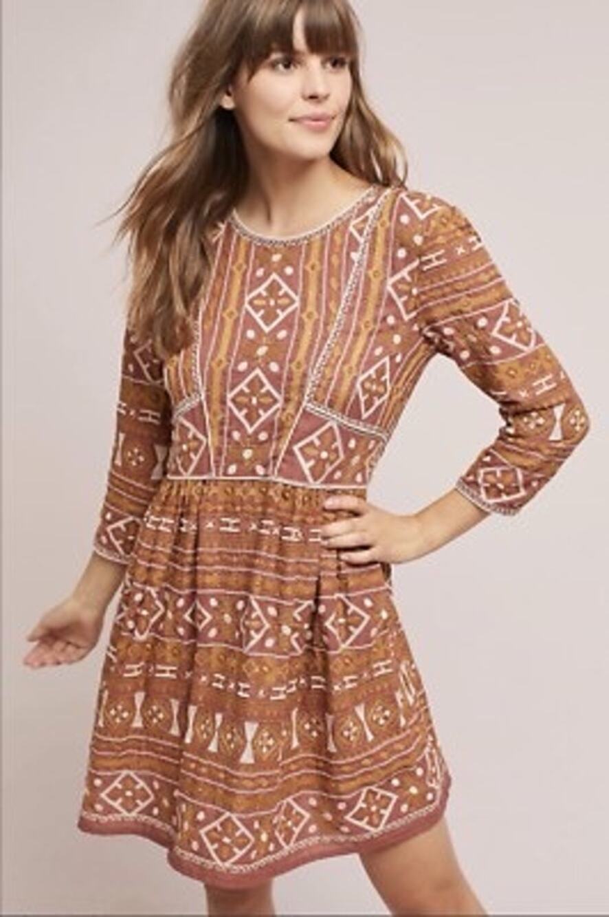 Anthropologie Love Sam Natalia Embroidered dress women's size XS